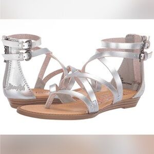 Blowfish NEW Silver Strappy Ankle-Wrap Gladiator Sandals, Girls Sz 1
